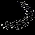 Accesoriu modern pentru decor par WED45HH Argintiu cu cristale si perle de 35cm